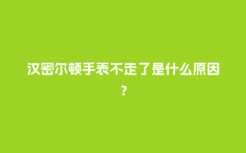 汉密尔顿手表不走了是什么原因?_手表百科_第1张_酷尚品 汉密尔顿手表不走了是什么原因?_http://www.kushangpin.com_手表百科_第1张