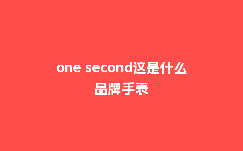 one second这是什么品牌手表_http://www.kushangpin.com_手表百科_第1张