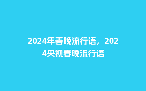 2024年春晚流行语，2024央视春晚流行语_http://www.kushangpin.com_服装百科_第1张