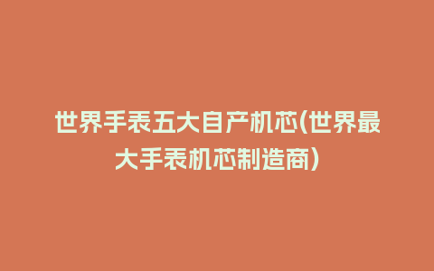 世界手表五大自产机芯(世界最大手表机芯制造商)_http://www.kushangpin.com_手表百科_第1张