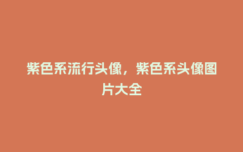紫色系流行头像，紫色系头像图片大全_http://www.kushangpin.com_服装百科_第1张