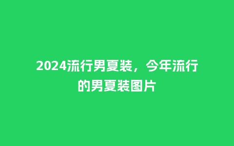 2024流行男夏装，今年流行的男夏装图片_http://www.kushangpin.com_服装百科_第1张