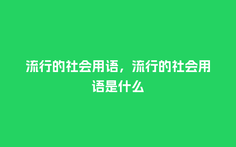 流行的社会用语，流行的社会用语是什么_http://www.kushangpin.com_服装百科_第1张
