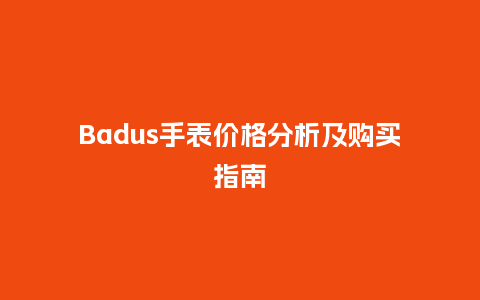 Badus手表价格分析及购买指南_http://www.kushangpin.com_手表百科_第1张