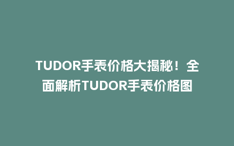 TUDOR手表价格大揭秘！全面解析TUDOR手表价格图_http://www.kushangpin.com_手表百科_第1张