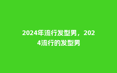 2024年流行发型男，2024流行的发型男_http://www.kushangpin.com_服装百科_第1张