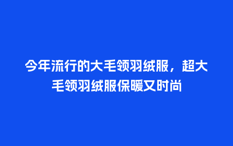 今年流行的大毛领羽绒服,超大毛领羽绒服保暖又时尚_服装百科_第1张_酷尚品 今年流行的大毛领羽绒服,超大毛领羽绒服保暖又时尚_http://www.kushangpin.com_服装百科_第1张