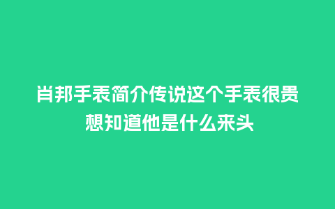 肖邦手表简介传说这个手表很贵 想知道他是什么来头_http://www.kushangpin.com_手表百科_第1张