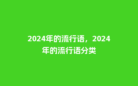 2024年的流行语，2024年的流行语分类_http://www.kushangpin.com_服装百科_第1张