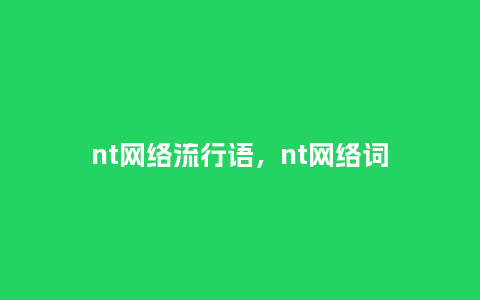 nt网络流行语，nt网络词_http://www.kushangpin.com_服装百科_第1张