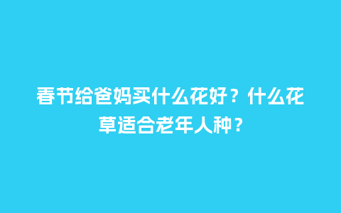春节给爸妈买什么花好？什么花草适合老年人种？_https://www.kushangpin.com_送礼知识_第1张