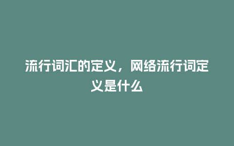 流行词汇的定义，网络流行词定义是什么_https://www.kushangpin.com_服装百科_第1张