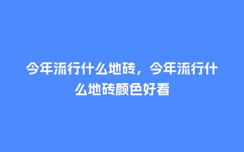 今年流行什么地砖，今年流行什么地砖颜色好看_https://www.kushangpin.com_服装百科_第1张