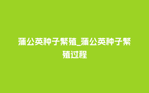 蒲公英种子繁殖_蒲公英种子繁殖过程_http://www.kushangpin.com_鲜花知识_第1张