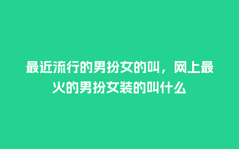 最近流行的男扮女的叫，网上最火的男扮女装的叫什么_https://www.kushangpin.com_服装百科_第1张