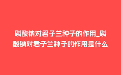 磷酸钠对君子兰种子的作用_磷酸钠对君子兰种子的作用是什么_鲜花知识_第1张_酷尚品 磷酸钠对君子兰种子的作用_磷酸钠对君子兰种子的作用是什么_http://www.kushangpin.com_鲜花知识_第1张
