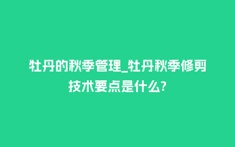 牡丹的秋季管理_牡丹秋季修剪技术要点是什么?_鲜花知识_第1张_酷尚品 牡丹的秋季管理_牡丹秋季修剪技术要点是什么?_http://www.kushangpin.com_鲜花知识_第1张