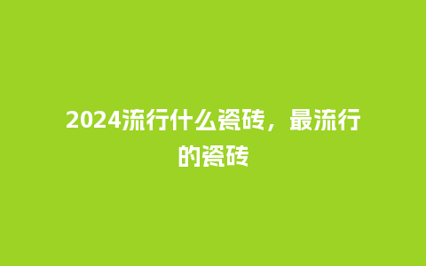 2024流行什么瓷砖，最流行的瓷砖_https://www.kushangpin.com_服装百科_第1张