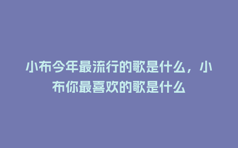 小布今年最流行的歌是什么，小布你最喜欢的歌是什么_https://www.kushangpin.com_服装百科_第1张