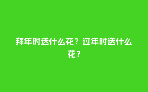 拜年时送什么花？过年时送什么花？_https://www.kushangpin.com_送礼知识_第1张