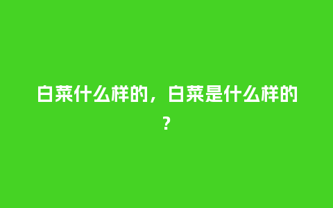 白菜什么样的，白菜是什么样的?_https://www.kushangpin.com_服装百科_第1张