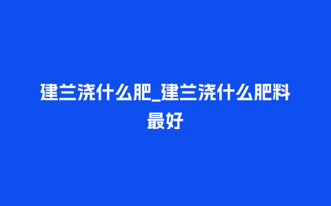 建兰浇什么肥_建兰浇什么肥料最好_http://www.kushangpin.com_鲜花知识_第1张