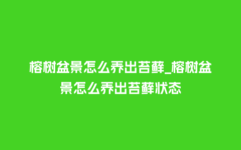 榕树盆景怎么养出苔藓_榕树盆景怎么养出苔藓状态_鲜花知识_第1张_酷尚品 榕树盆景怎么养出苔藓_榕树盆景怎么养出苔藓状态_http://www.kushangpin.com_鲜花知识_第1张