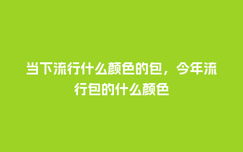 当下流行什么颜色的包，今年流行包的什么颜色_https://www.kushangpin.com_服装百科_第1张