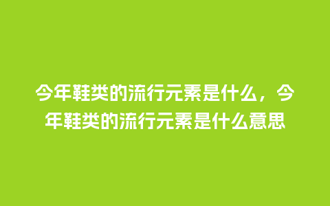 今年鞋类的流行元素是什么，今年鞋类的流行元素是什么意思_https://www.kushangpin.com_服装百科_第1张