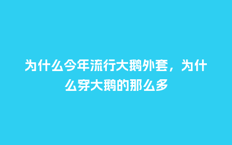为什么今年流行大鹅外套，为什么穿大鹅的那么多_https://www.kushangpin.com_服装百科_第1张