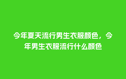 今年夏天流行男生衣服颜色，今年男生衣服流行什么颜色_https://www.kushangpin.com_服装百科_第1张