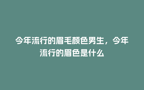 今年流行的眉毛颜色男生,今年流行的眉色是什么_服装百科_第1张_酷尚品 今年流行的眉毛颜色男生,今年流行的眉色是什么_https://www.kushangpin.com_服装百科_第1张